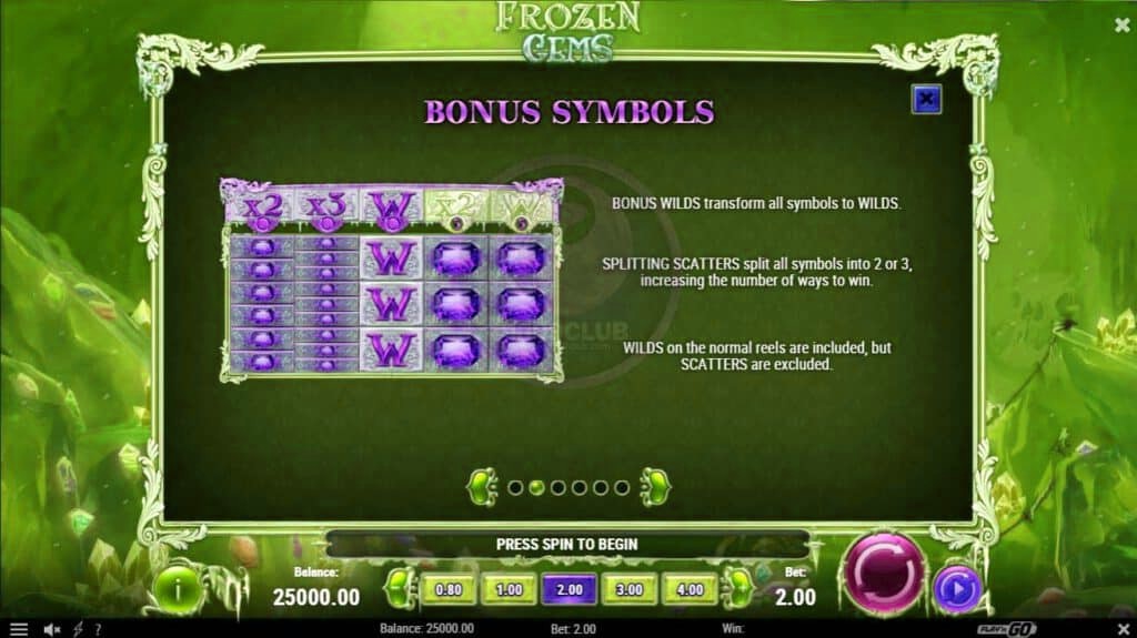 bonus symbols frozen gems slotxoeasy