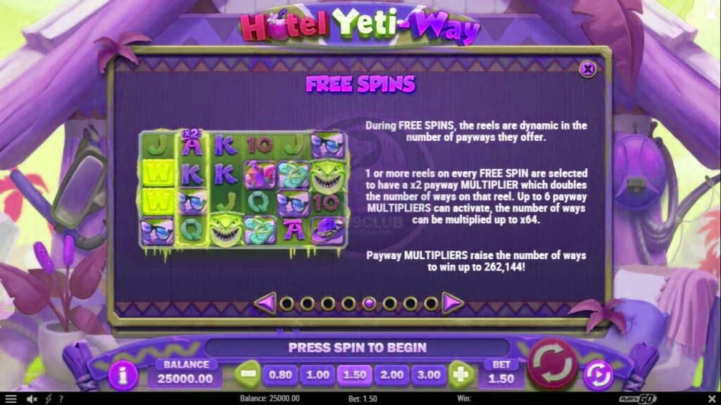 free spins features hotel yeti way slotxoeasy