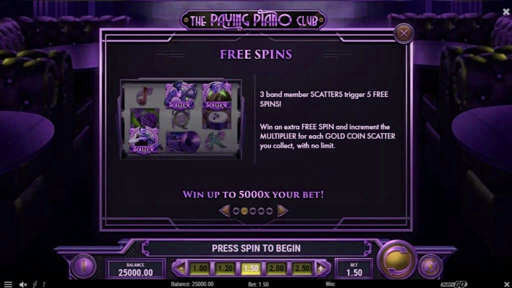 free spins the playing piano club slotxoeasy