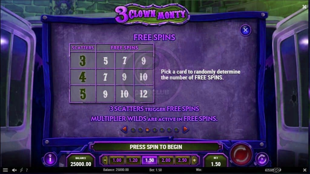 free spins 3 clown monty slotxoeasy