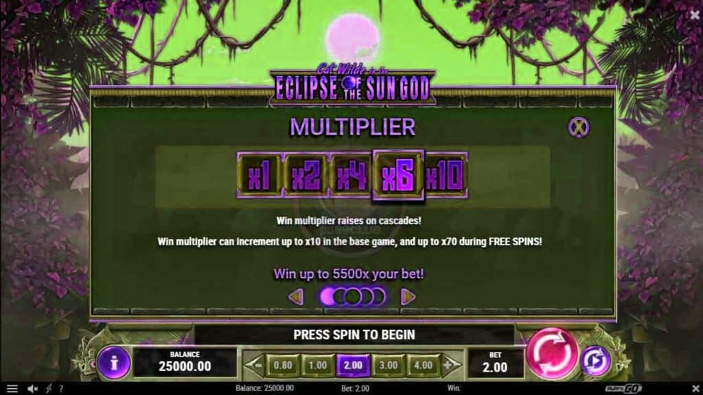 multiplier cat wilde in the eclipse of the sun god slotxoeasy